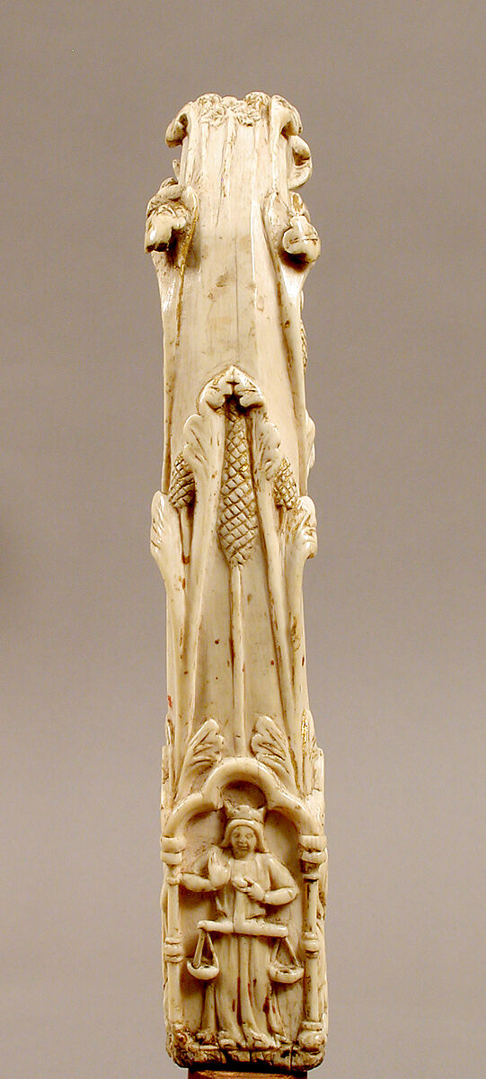 Crozier Head with Double Enthroned Christ, Elephant ivory with traces of modern paint and gilding, Italian