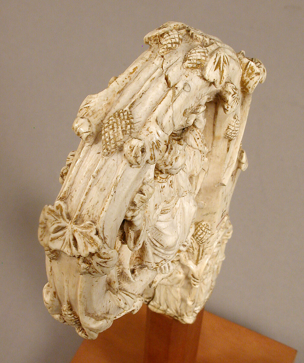 Crozier Head with Double Enthroned Christ, Elephant ivory with traces of modern paint and gilding, Italian