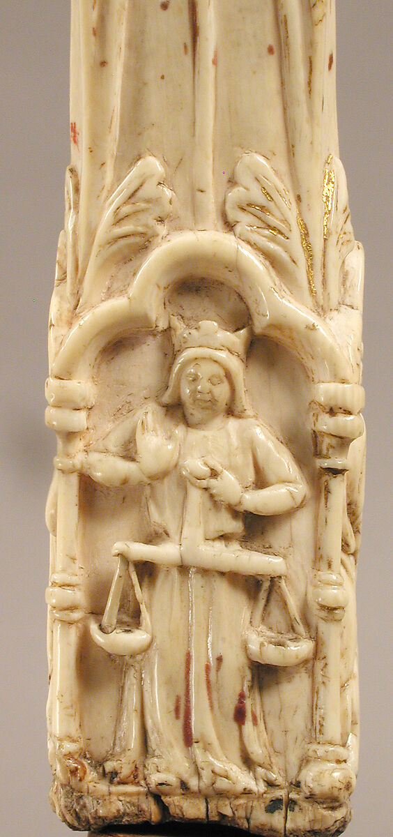 Crozier Head with Double Enthroned Christ, Elephant ivory with traces of modern paint and gilding, Italian