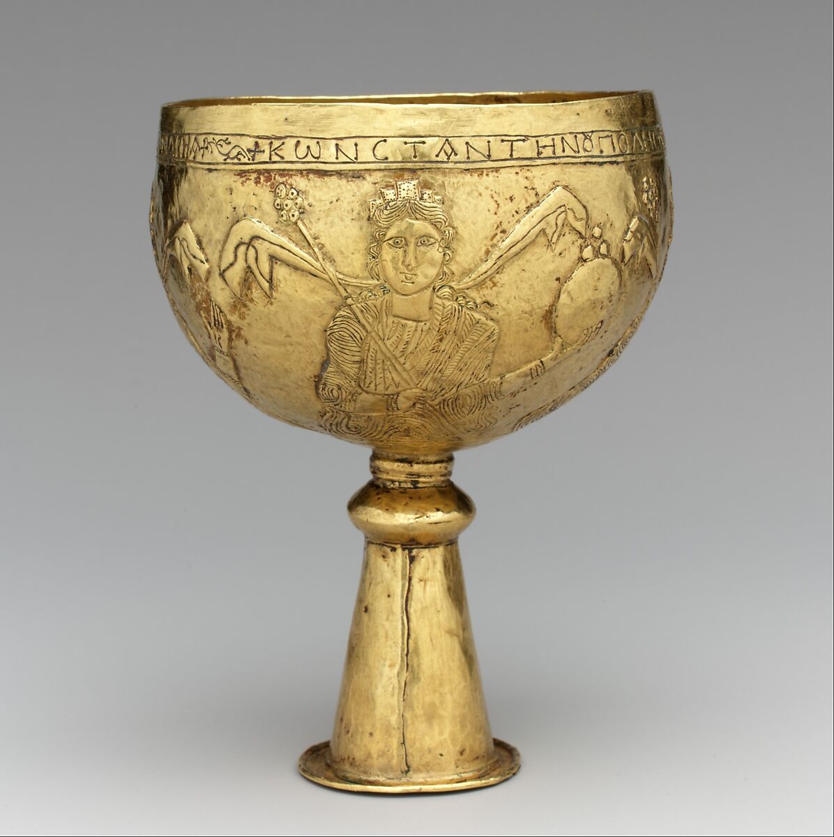 Goblet with Personifications of Cyprus, Rome, Constantinople, and Alexandria, Gold, Avar or Byzantine