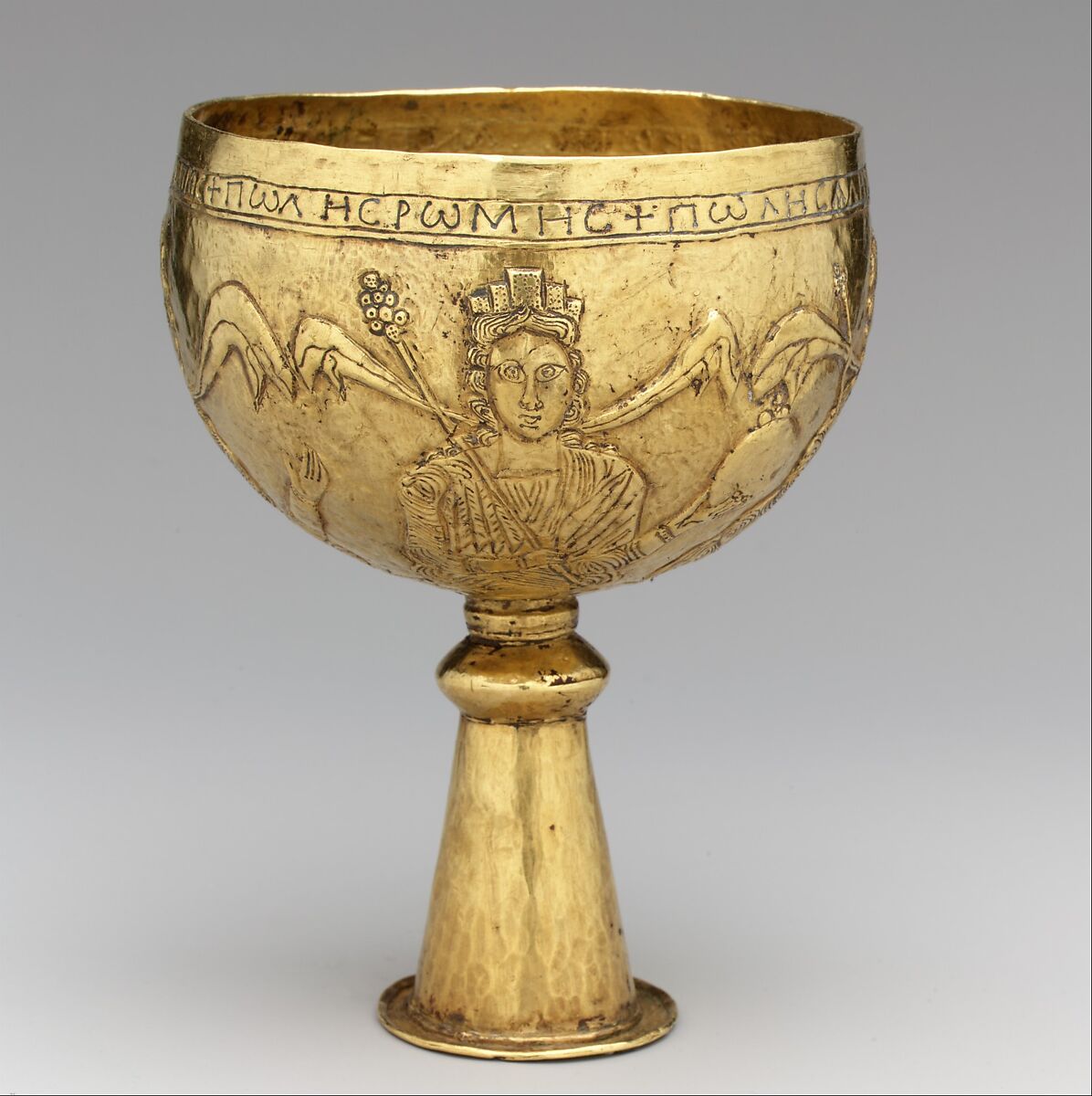 Goblet with Personifications of Cyprus, Rome, Constantinople, and Alexandria, Gold, Avar or Byzantine