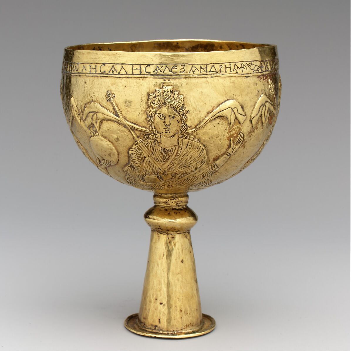Goblet with Personifications of Cyprus, Rome, Constantinople, and Alexandria, Gold, Avar or Byzantine