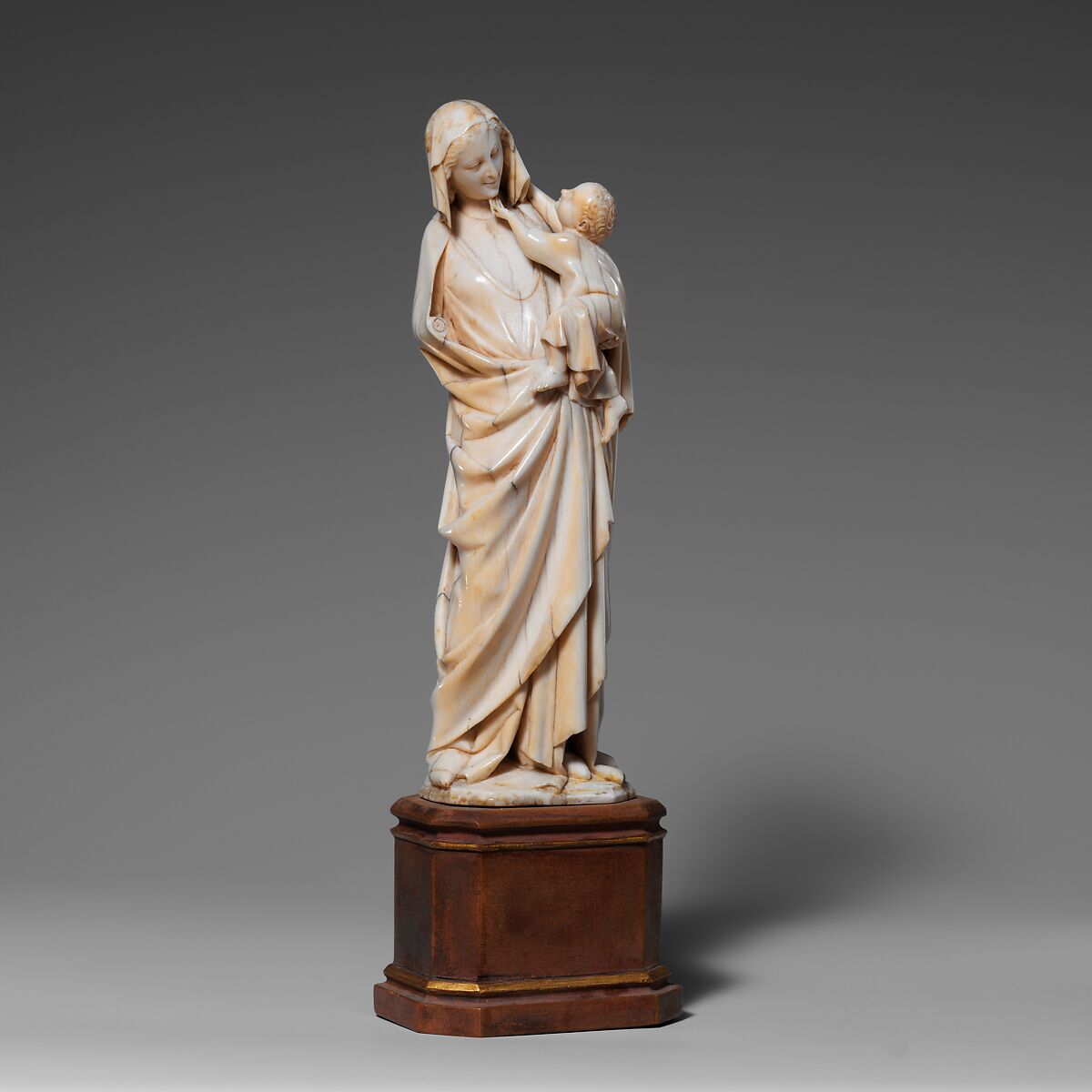 Virgin and Child, Elephant ivory with traces of gilding, French 