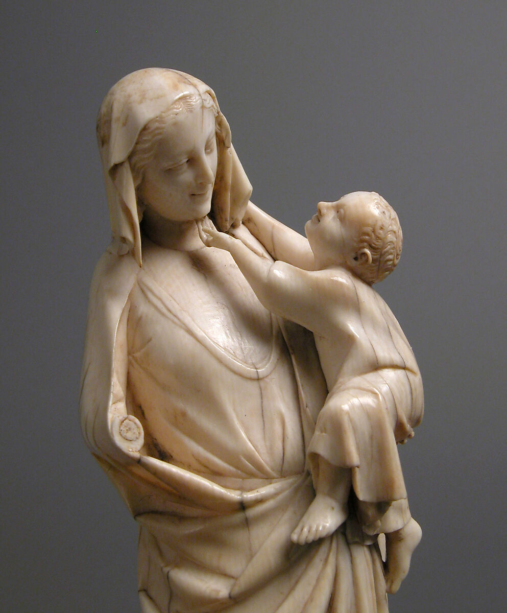 Virgin and Child, Elephant ivory with traces of gilding, French