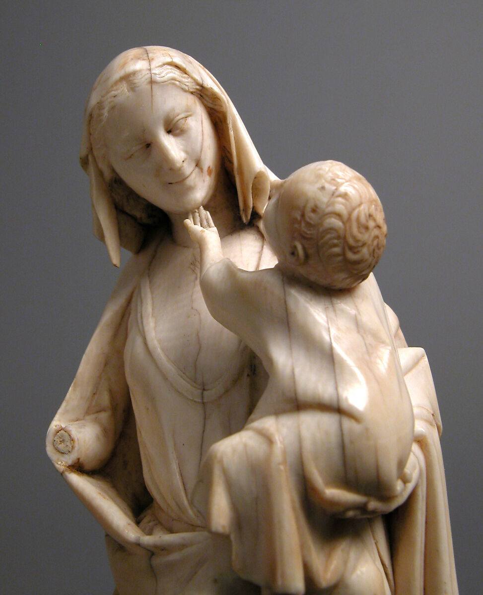 Virgin and Child, Elephant ivory with traces of gilding, French