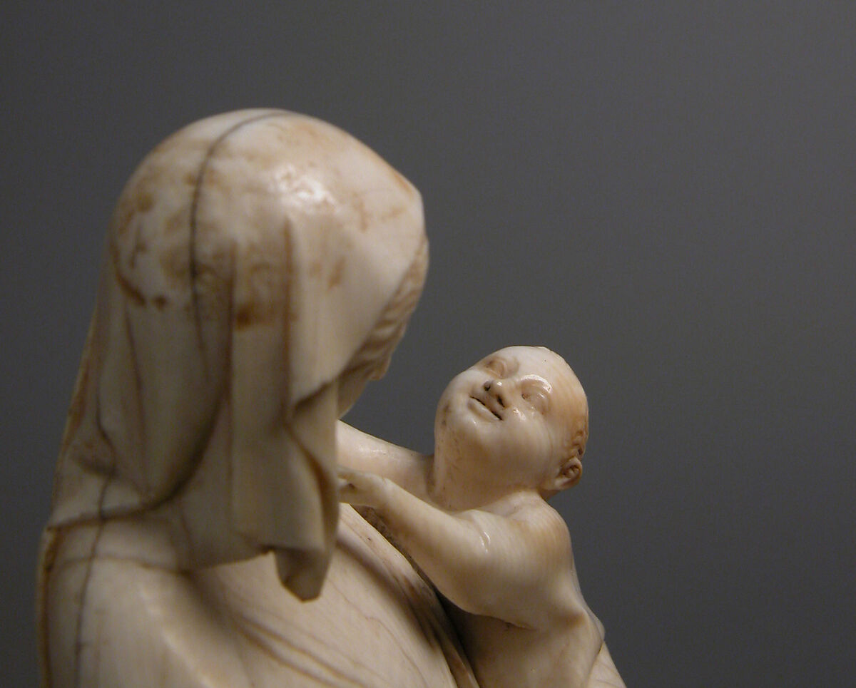 Virgin and Child, Elephant ivory with traces of gilding, French