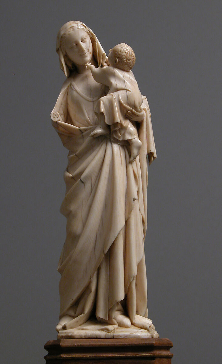 Virgin and Child, Elephant ivory with traces of gilding, French