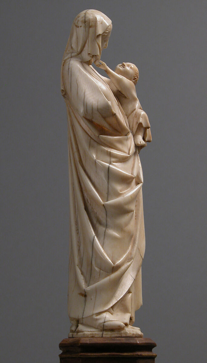 Virgin and Child, Elephant ivory with traces of gilding, French