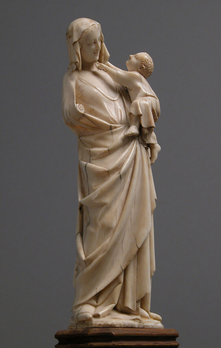 Virgin and Child, Elephant ivory with traces of gilding, French