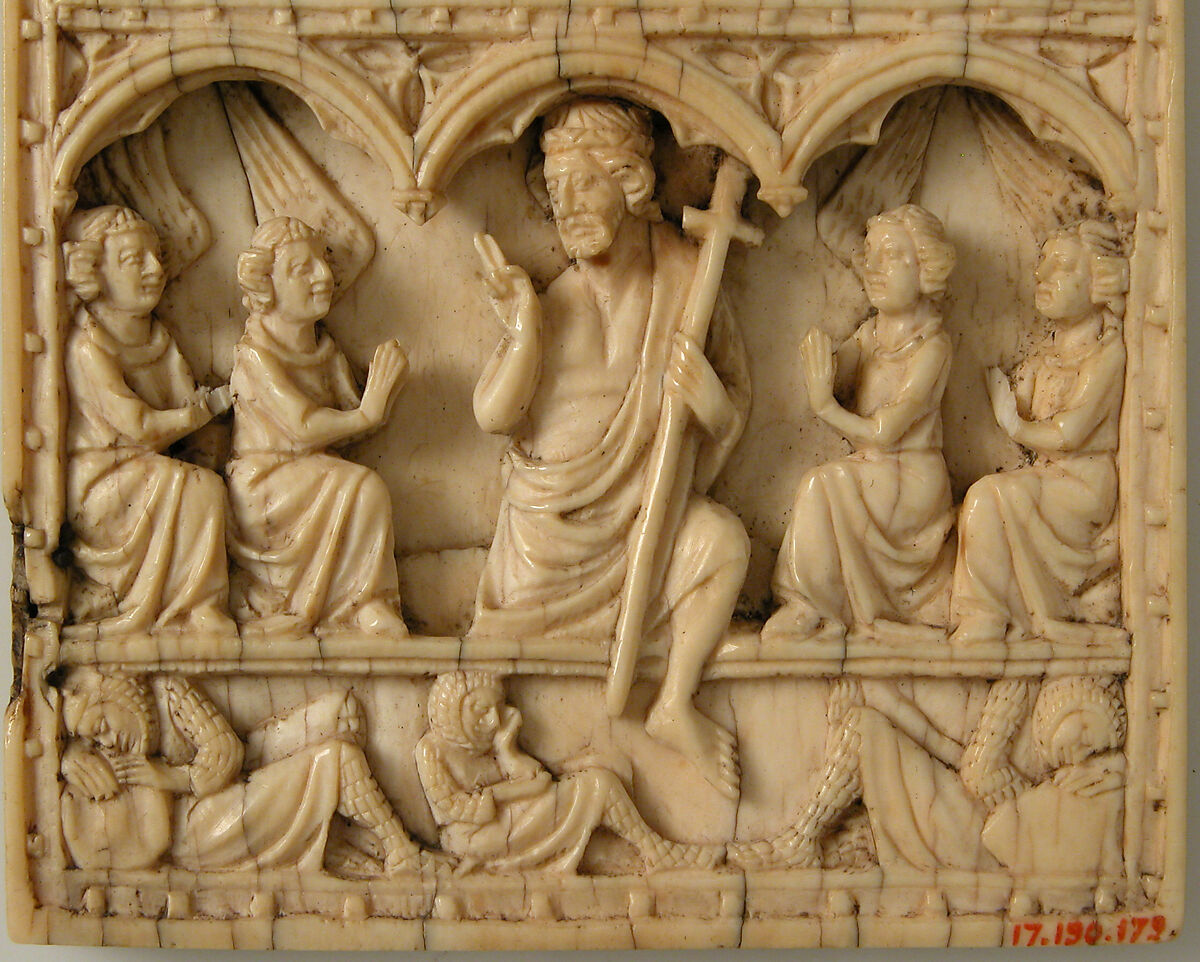 Diptych Leaf with the Resurrection and the Coronation of the Virgin, Elephant ivory, French (Paris)