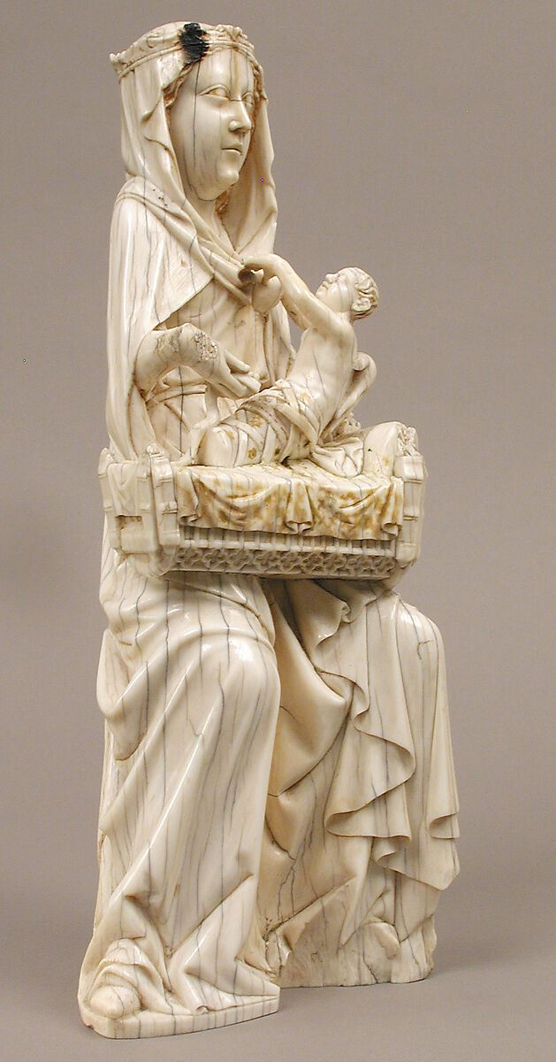 Virgin and Child with Cradle, Elephant ivory, traces of polychromy, German
