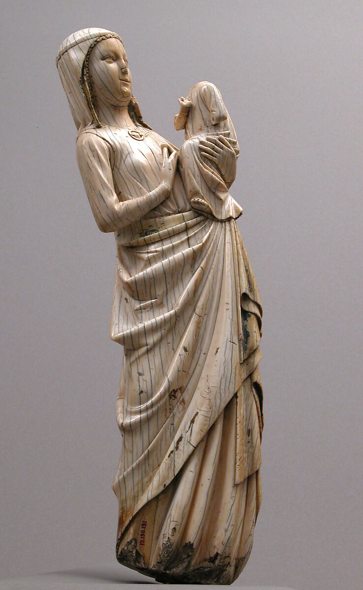 Virgin and Child, Ivory with traces of polychromy and gilding, North French 