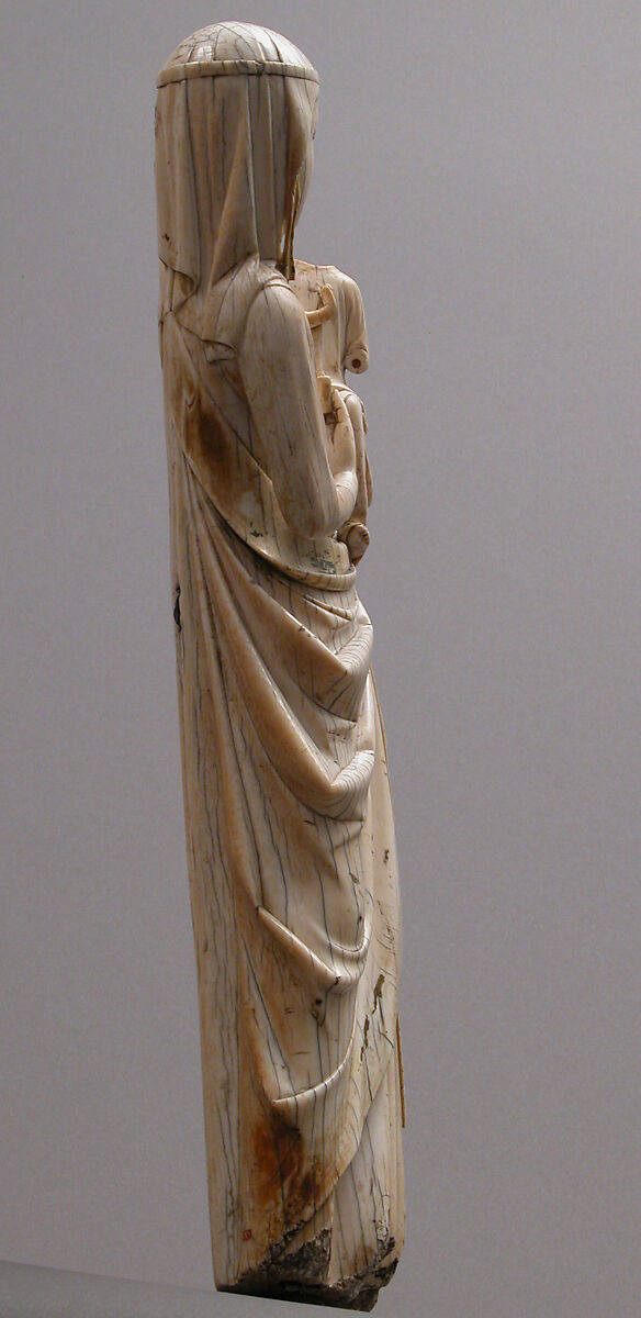 Virgin and Child, Elephant Ivory with paint and gilding, North French