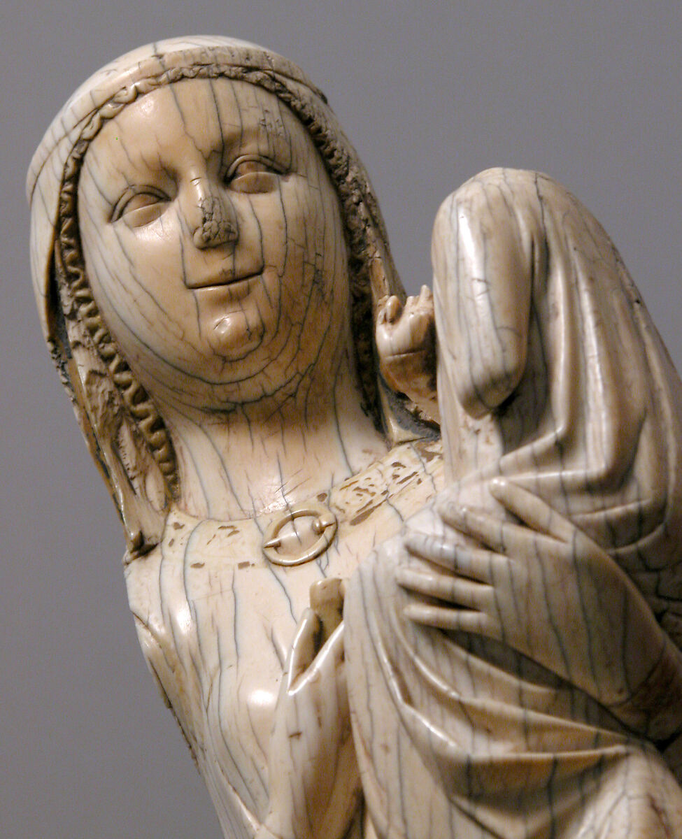 Virgin and Child, Elephant Ivory with paint and gilding, North French