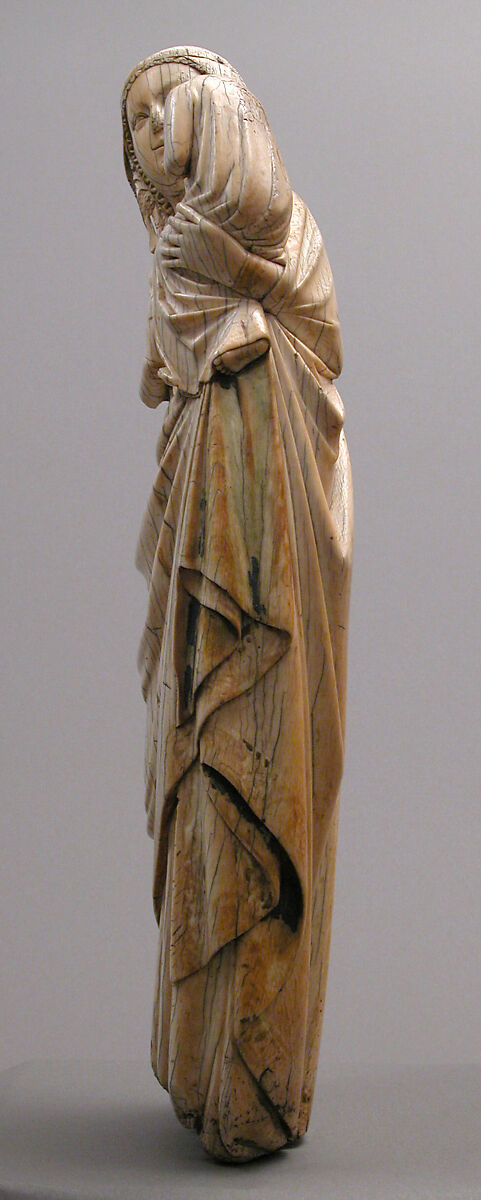 Virgin and Child, Elephant Ivory with paint and gilding, North French