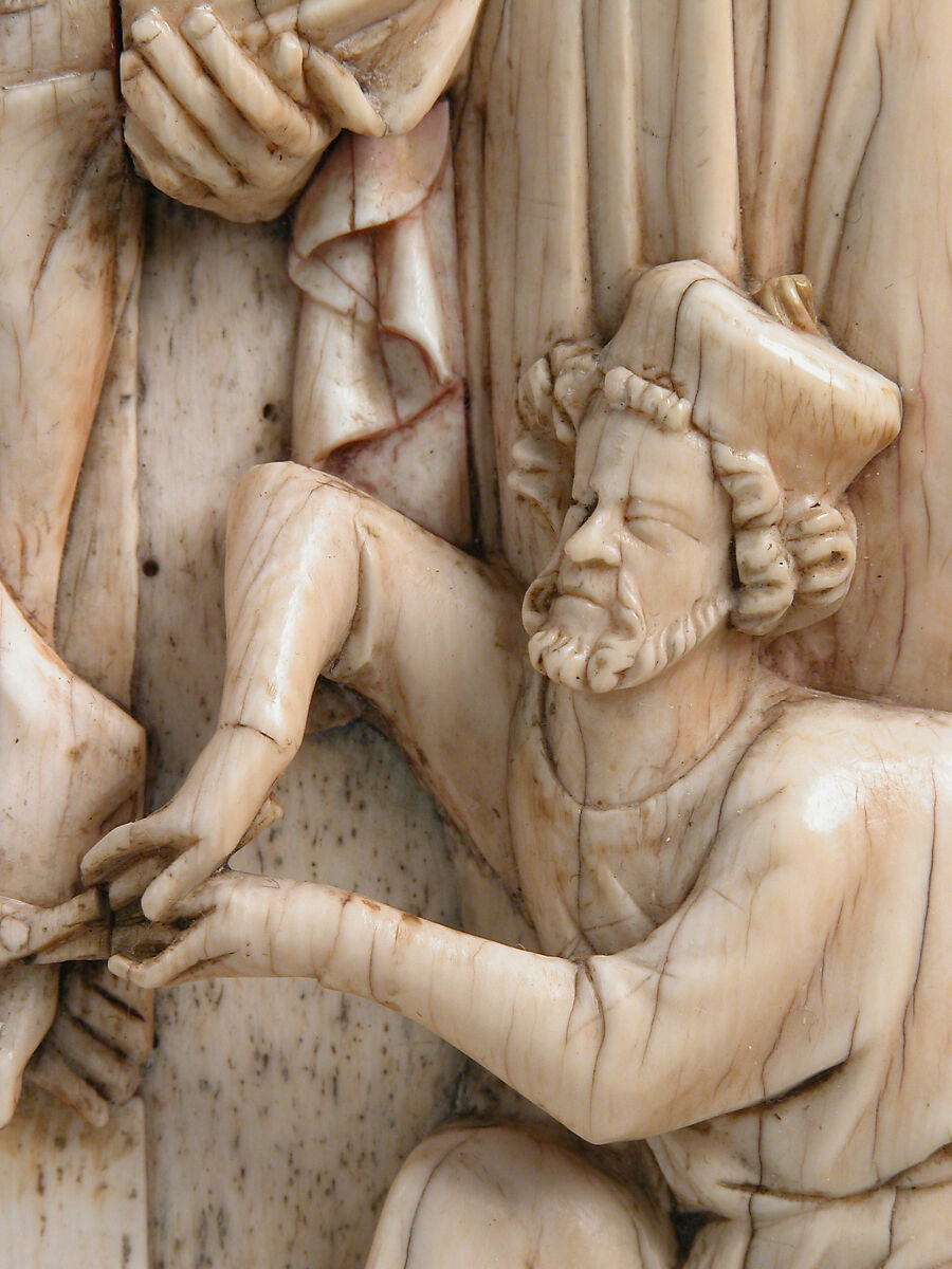 Plaque with the Descent from the Cross, Elephant ivory, whale bone, traces of paint, and gilding, French