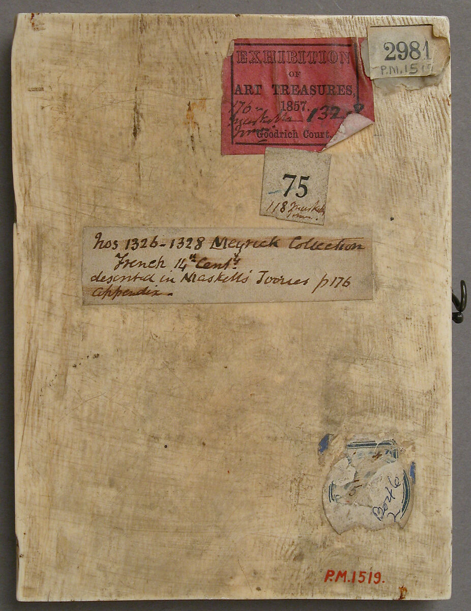 Diptych with the Entry into Jerusalem, Crucifixion, Entombment, and Resurrection, Elephant ivory with metal mounts, French