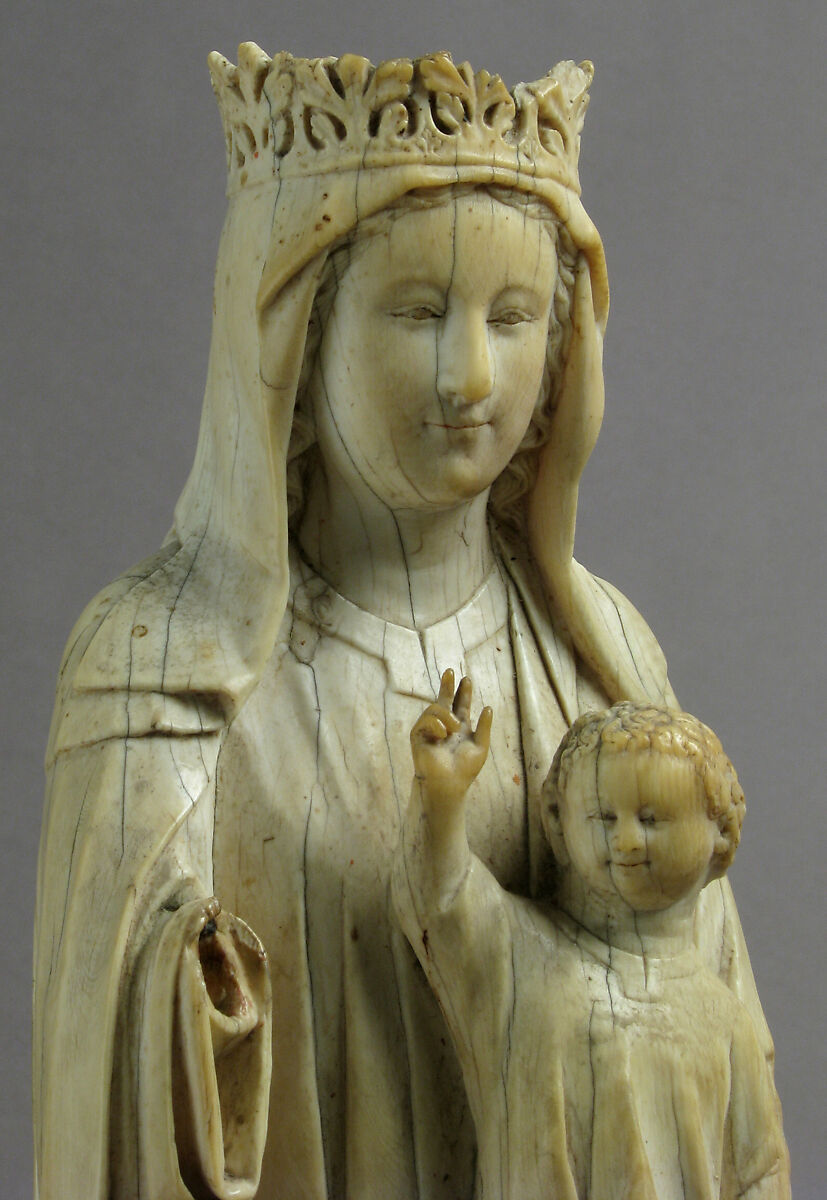 Virgin and Child, Elephant ivory, traces of polychromy, French