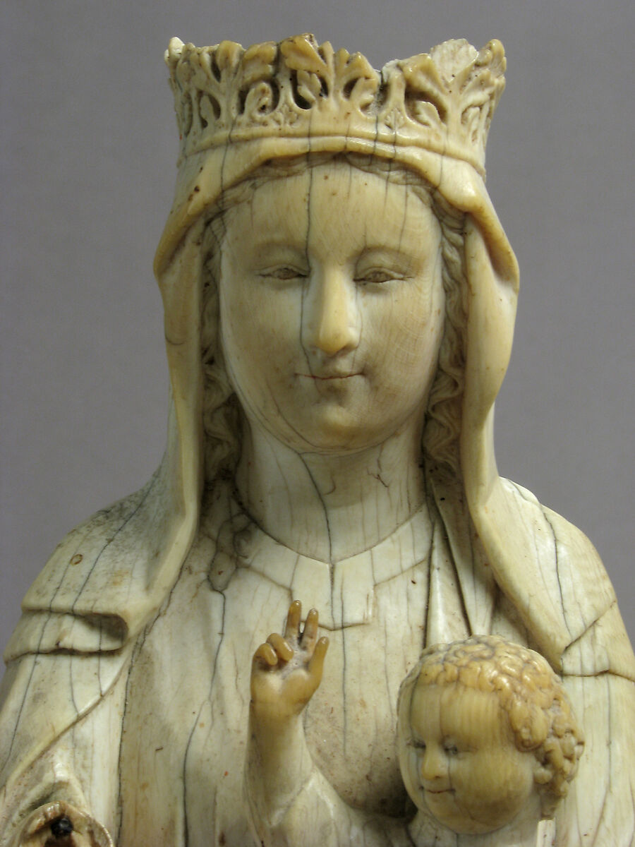 Virgin and Child, Elephant ivory, traces of polychromy, French