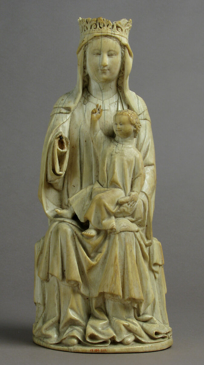 Virgin and Child, Elephant ivory, traces of polychromy, French
