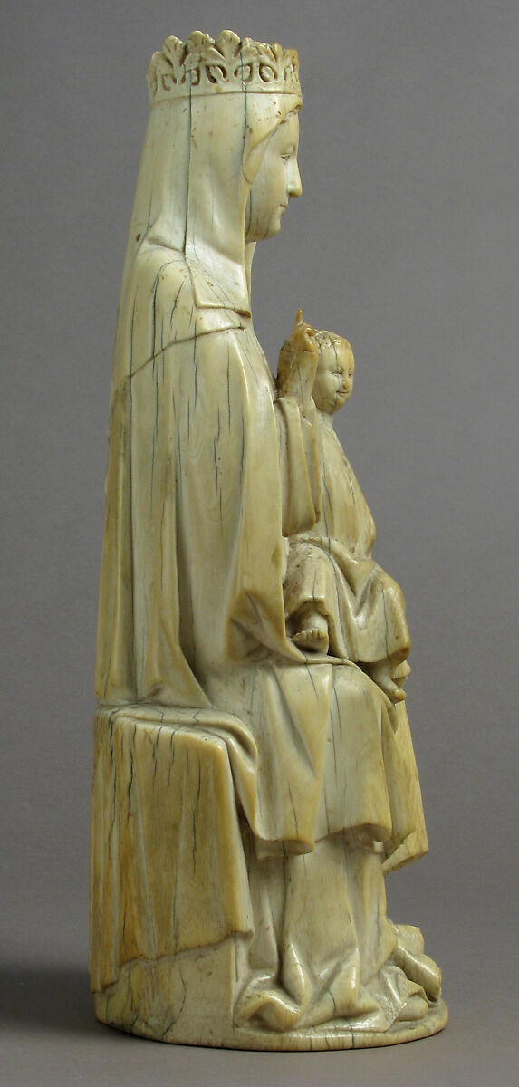Virgin and Child, Elephant ivory, traces of polychromy, French