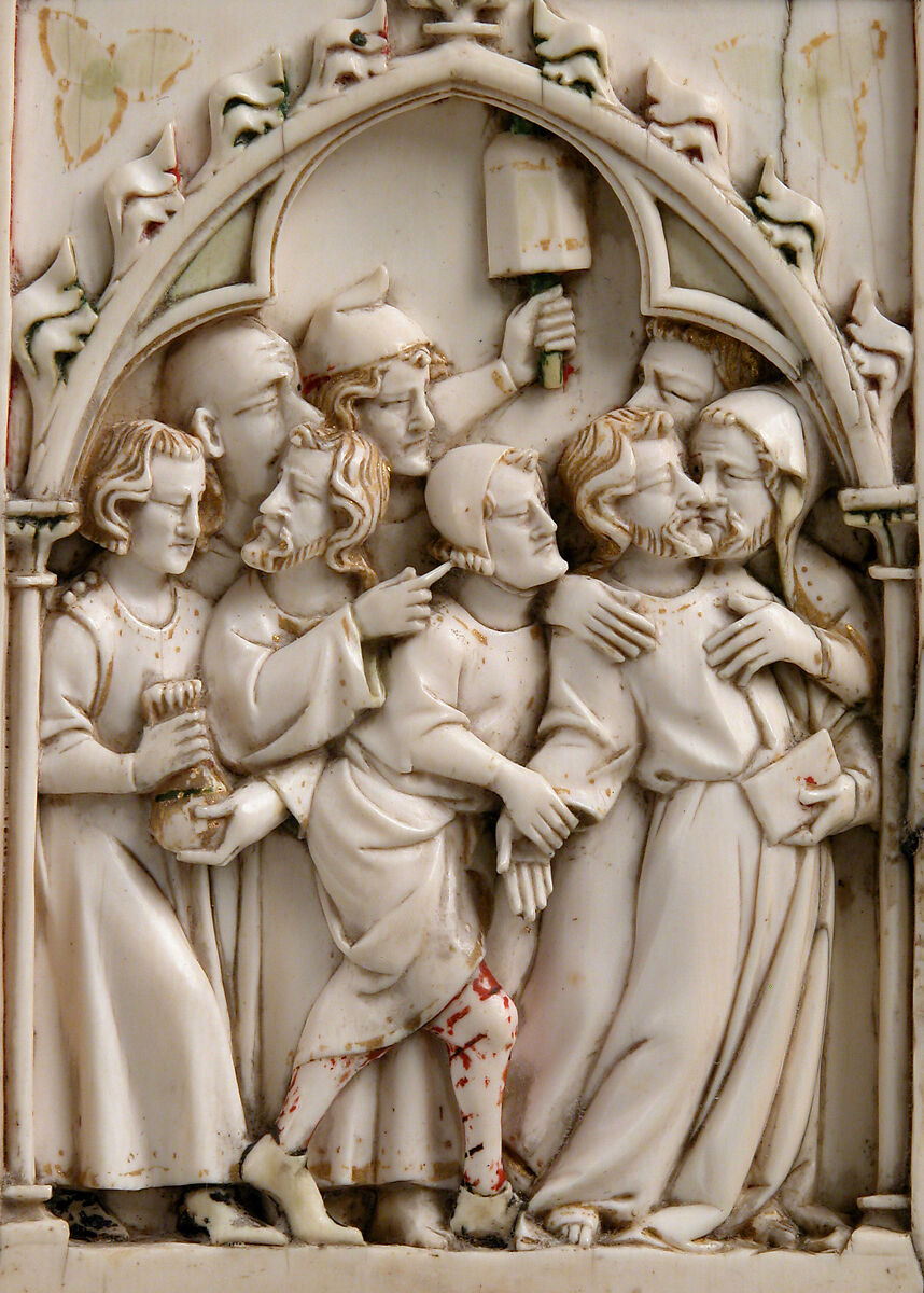 Folding Devotional Shrine with Scenes from Christ's Passion, Elephant Ivory, with modern paint, gilding, and metal mounts, French or German