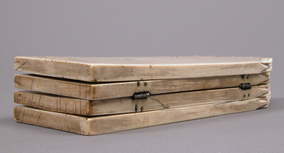 Folding Devotional Shrine with Scenes from Christ's Passion, Elephant Ivory, with modern paint, gilding, and metal mounts, French or German