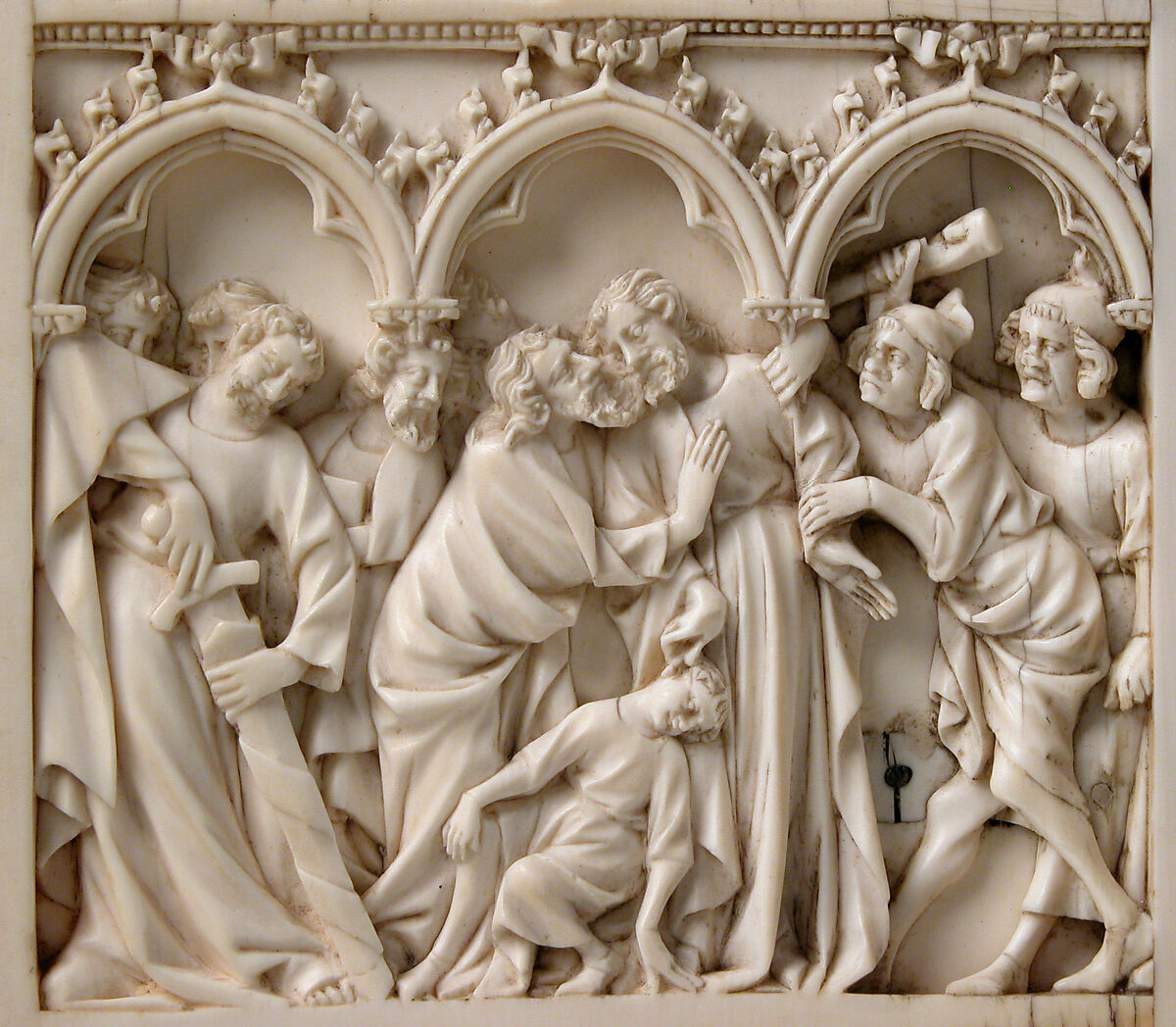 Diptych with Scenes from the Passion, Elephant ivory with metal mounts, French