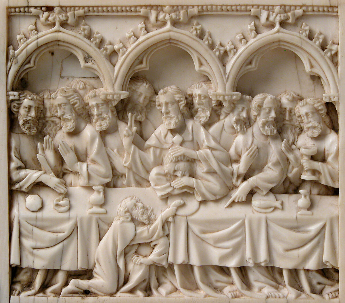 Diptych with Scenes from the Passion, Elephant ivory with metal mounts, French