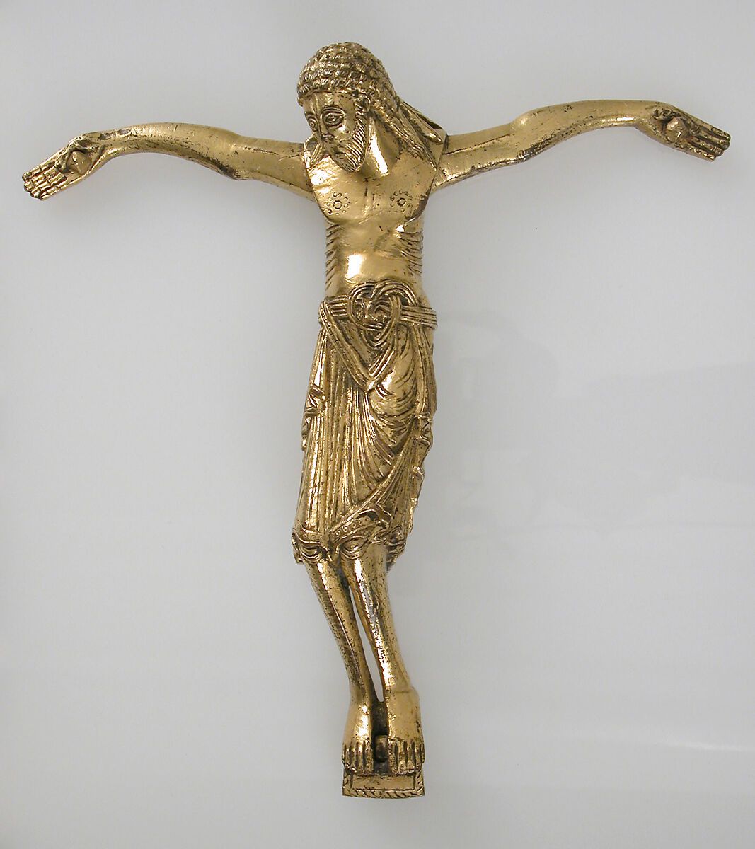 Crucified Christ, Copper alloy, gilt, German 