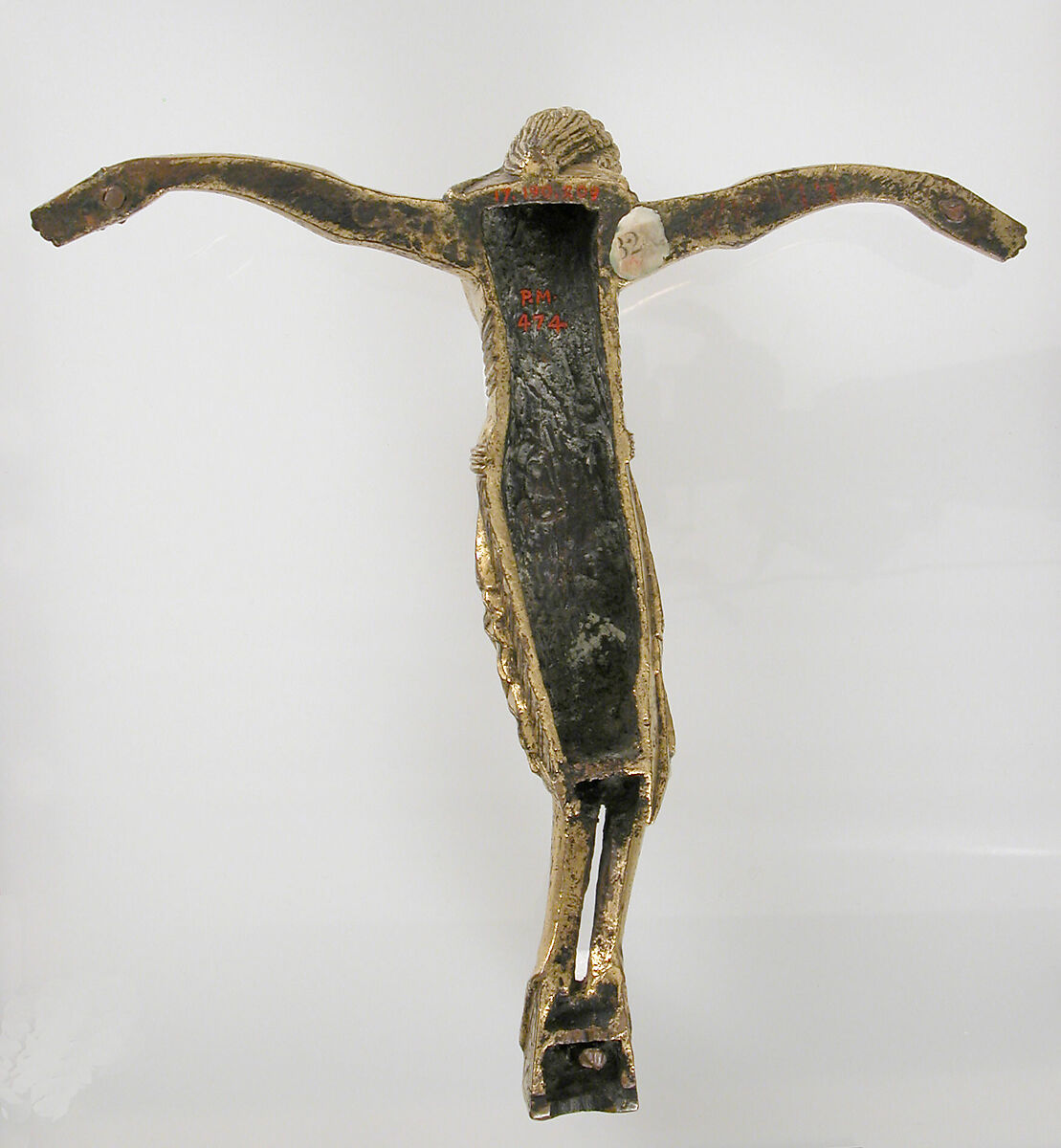 Crucified Christ, Copper alloy, gilt, German