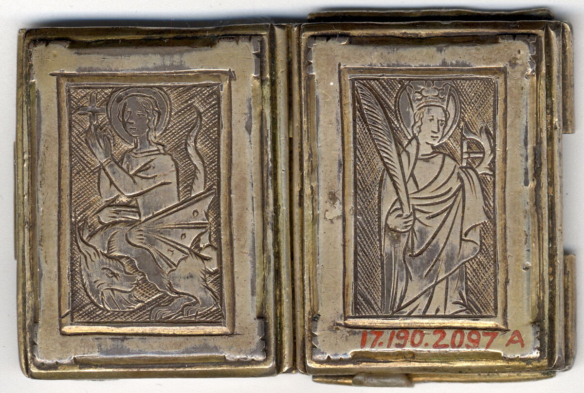Diptych with the Annunciation, Basse taille enamel, silver, British
