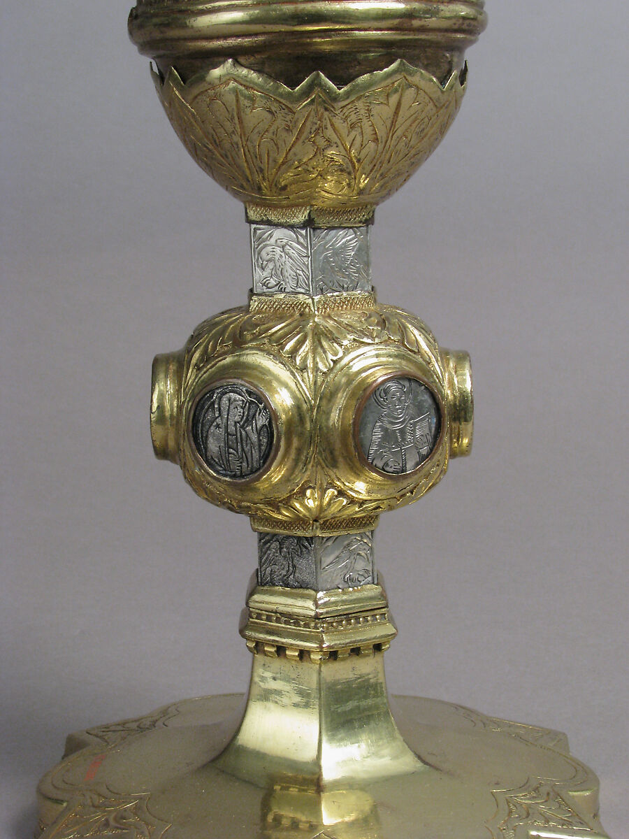 Reliquary, Gilded copper, silver, and rock crystal, Italian