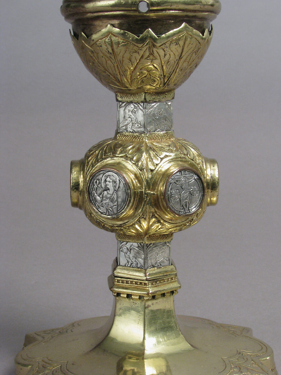 Reliquary, Gilded copper, silver, and rock crystal, Italian