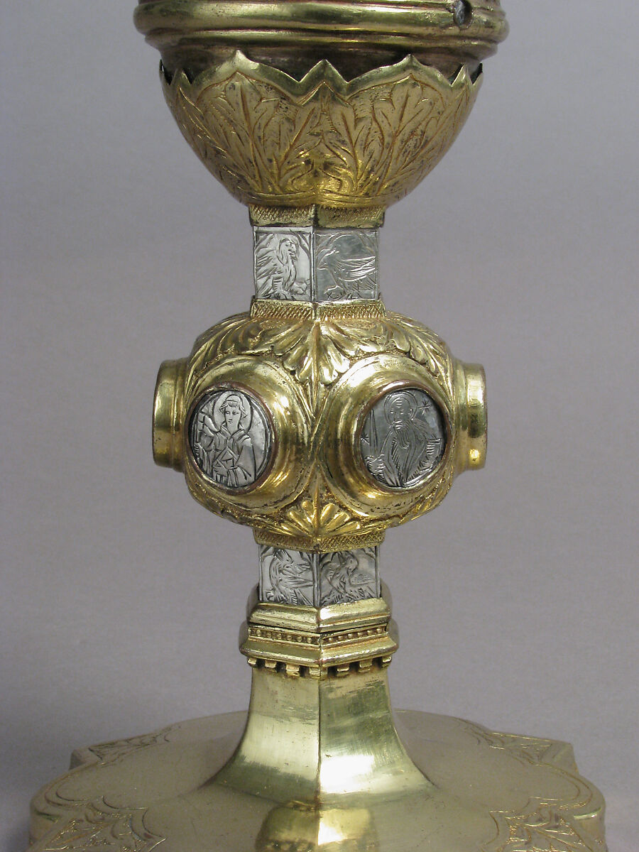 Reliquary, Gilded copper, silver, and rock crystal, Italian