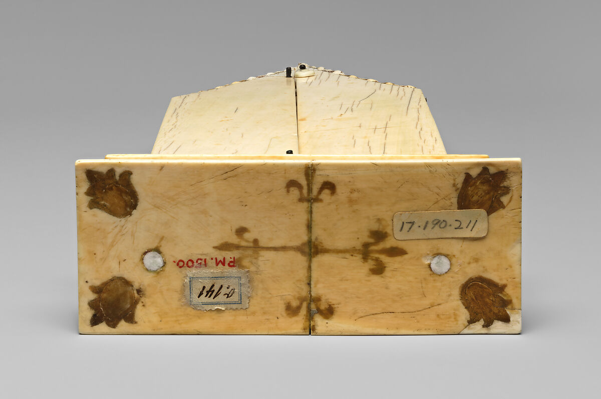 Triptych with the Coronation of the Virgin, Elephant ivory with polychromy, gilded decoration, and metal mounts, German