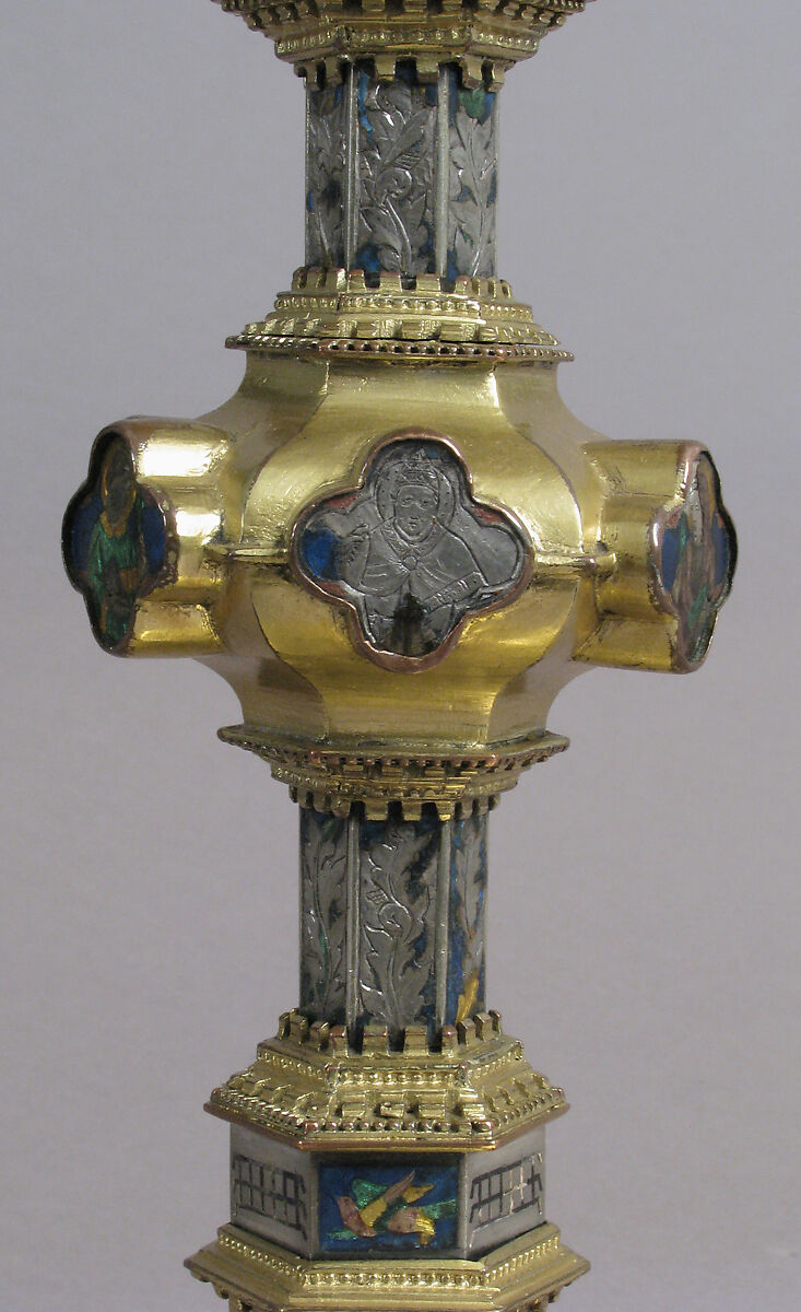 Reliquary, Basse taille enamel, silver, gilded copper, glass, Italian