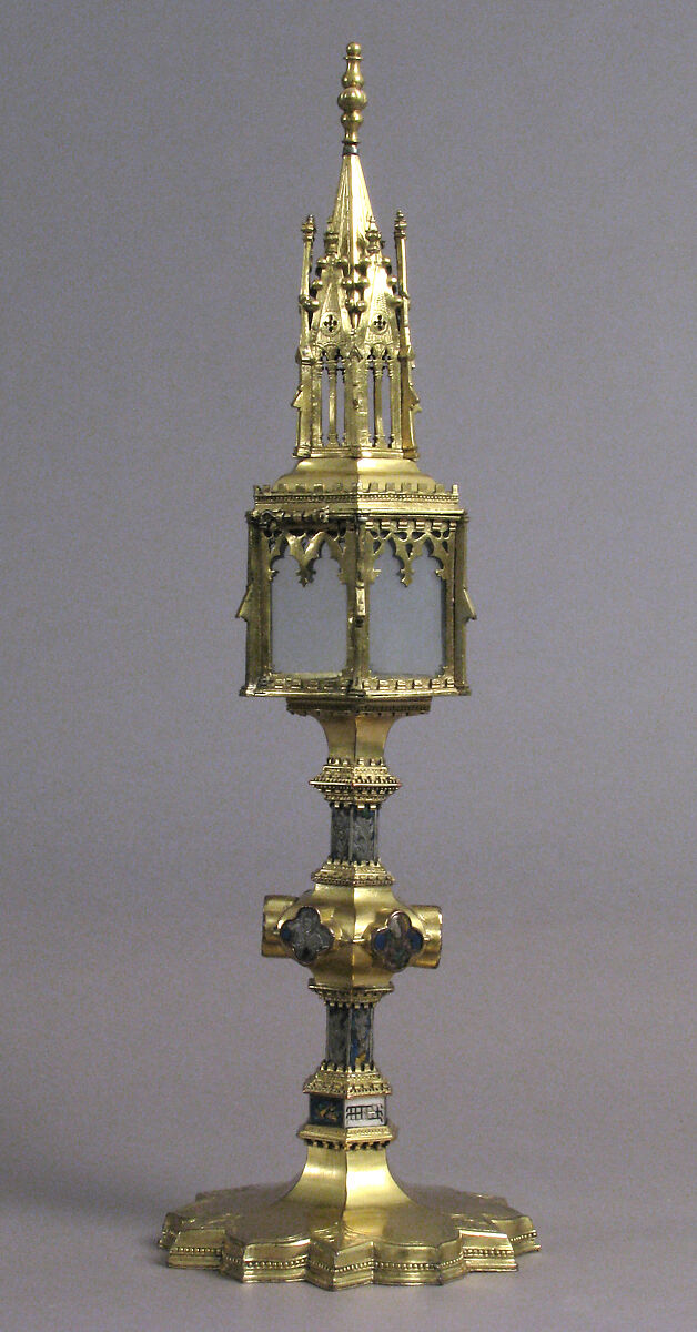 Reliquary, Basse taille enamel, silver, gilded copper, glass, Italian