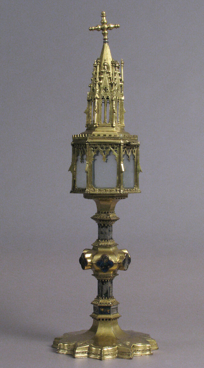 Reliquary, Basse taille enamel, silver, gilded copper, glass, Italian