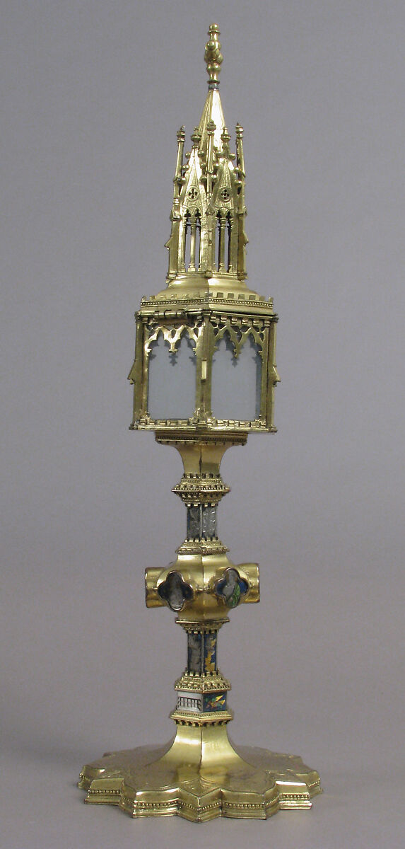 Reliquary, Basse taille enamel, silver, gilded copper, glass, Italian