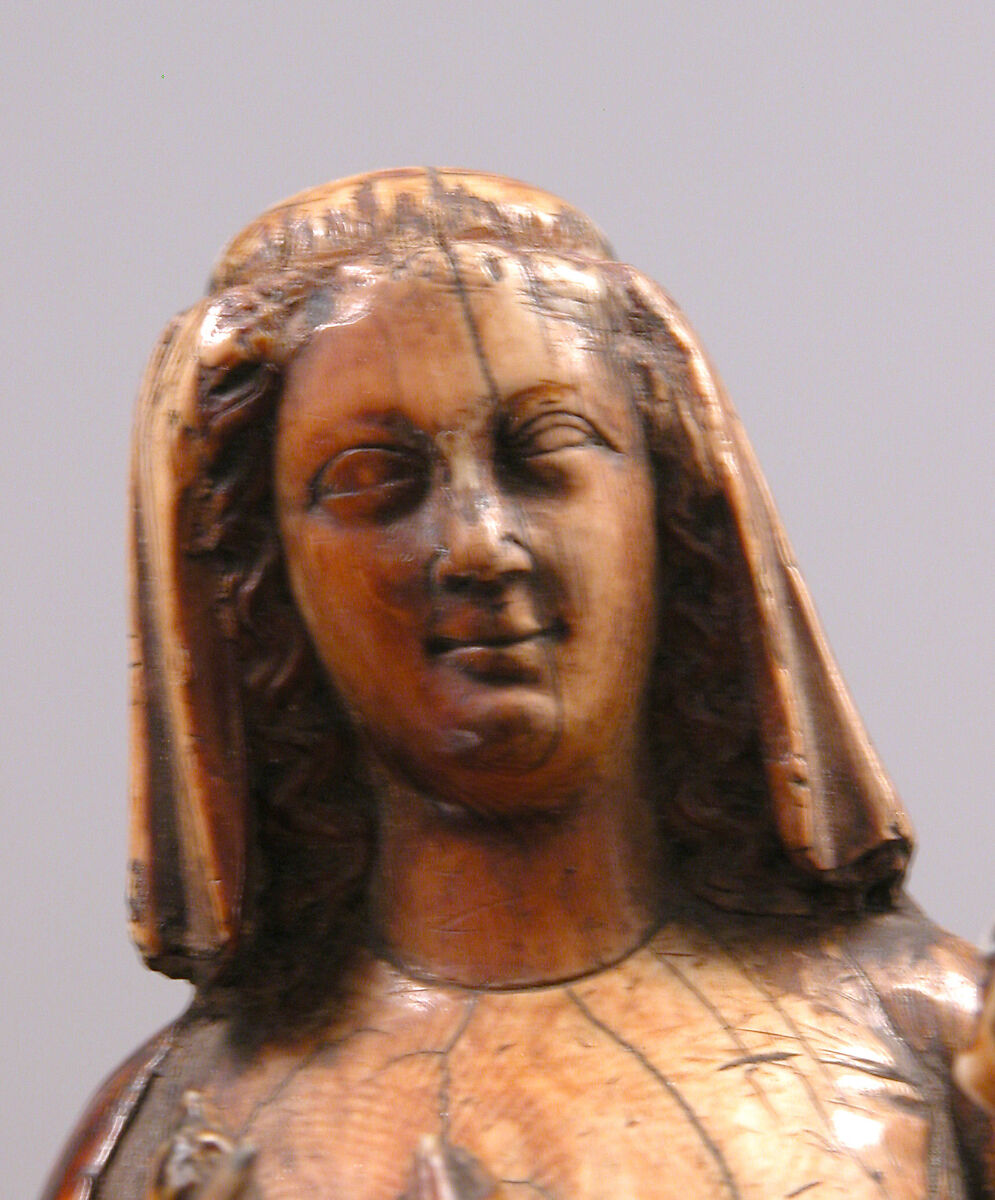Seated Virgin & Child, Elephant ivory, stain, French