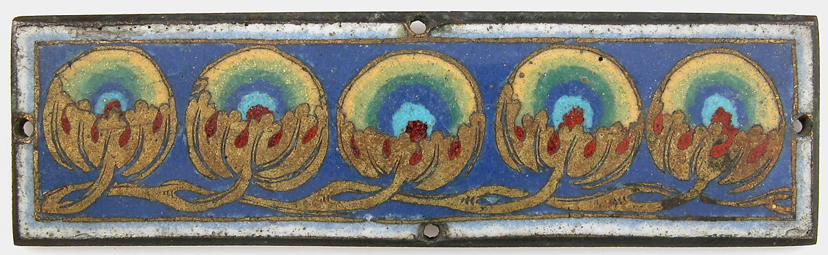 Plaque from a Reliquary Shrine, Champlevé enamel, copper alloy, gilt, German 