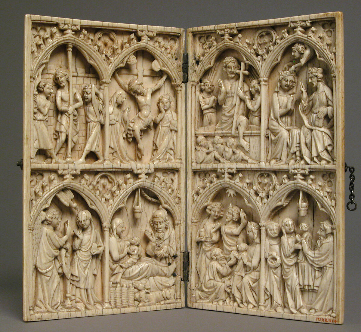 Diptych, Ivory with metal mounts, French 