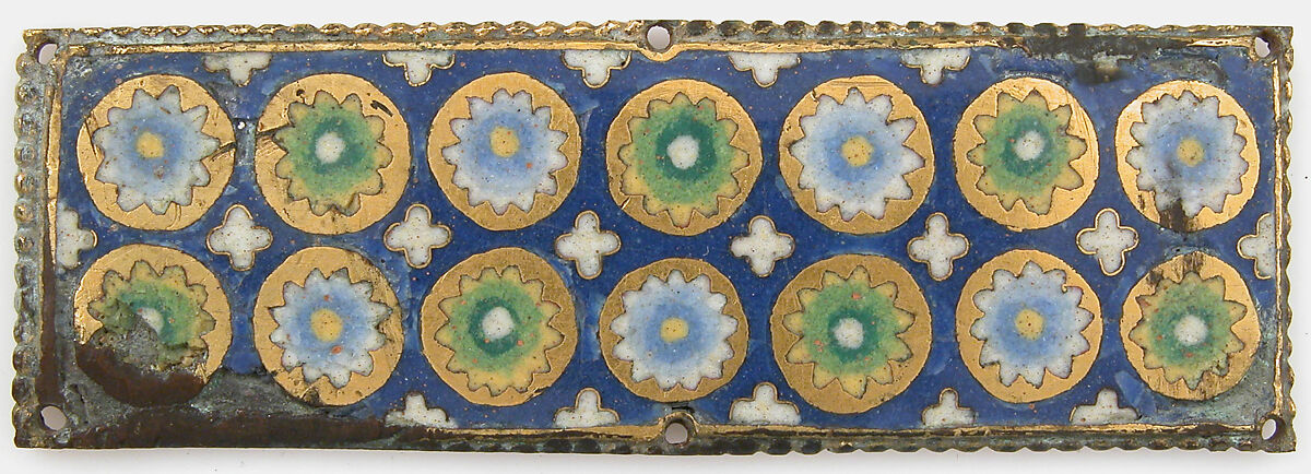 Plaque from a Reliquary Shrine, Champlevé and cloisonné enamel, copper alloy, gilt, German 