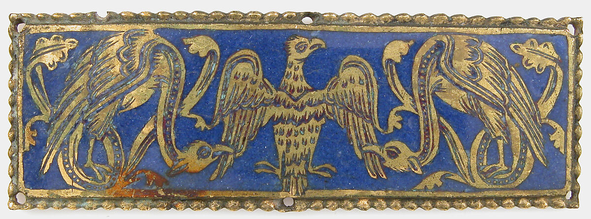 Plaque from a Reliquary Shrine, Champlevé enamel, copper alloy, gilt, German 