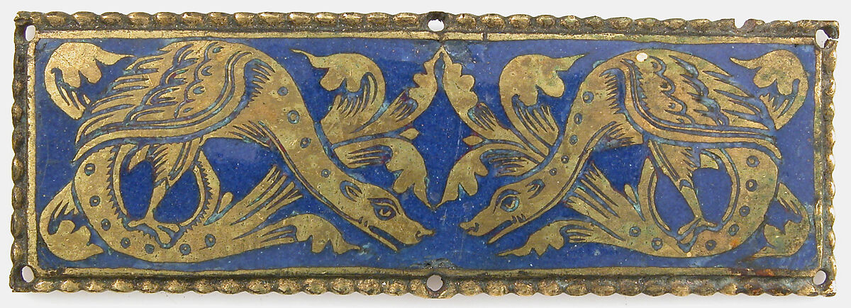 Plaque from a Reliquary Shrine, Champlevé enamel, copper alloy, gilt, German 