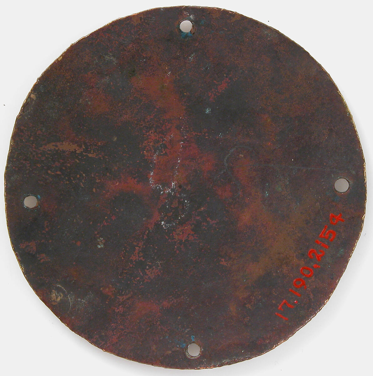 Medallion with Hunting Dog Attacking Boar Crossing Water, Copper: engraved and gilt; champlevé enamel: medium and light blue and white, French