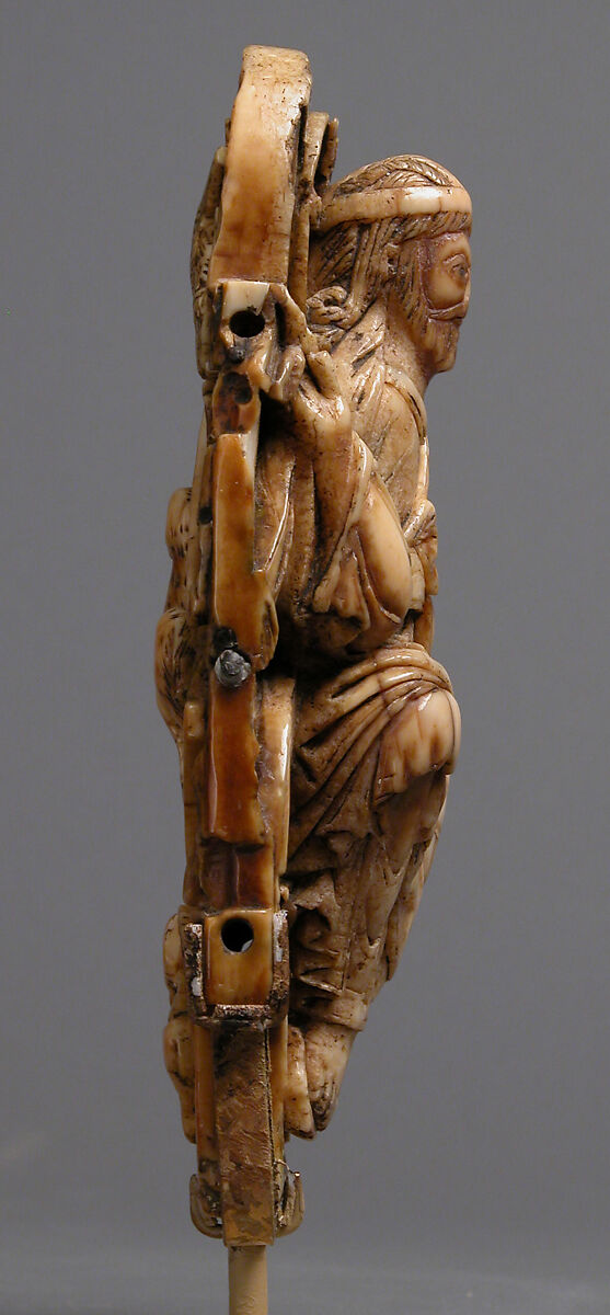 Pectoral with Christ and the Lamb of God and the Symbols of the Four Evangelists, Walrus ivory with gilt-copper sheets and copper alloy pin, British or North French