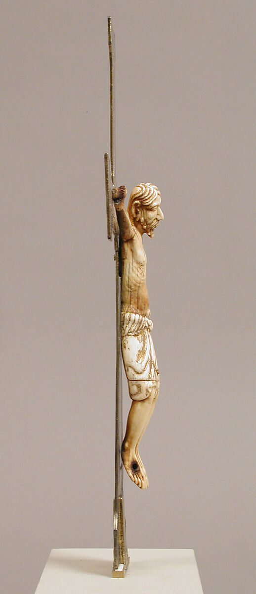 Reliquary Crucifix, Silver, gilded silver, and niello (cross); elephant ivory with gilding (corpus), North Spanish