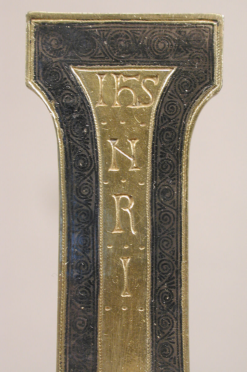 Reliquary Crucifix, Silver, gilded silver, and niello (cross); elephant ivory with gilding (corpus), North Spanish